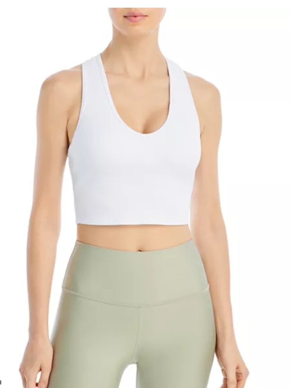 ALO Yoga White Cropped V-Neck Tank